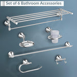 Plantex High Grade Stainless Steel Folding Towel Rack with Stainless Steel 304 Grade Niko Bathroom Accessories Set 5pcs (Towel Rod/Napkin Ring/Tumbler Holder/Soap Dish/Robe Hook)