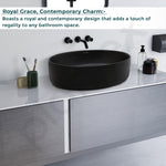 Plantex Ceramic Washbasin for Bathroom/Countertop Bathroom Basin/Oval Tabletop Wash Basin for Office/Restaurant (Charcoal Black - 21.5 x 16 x 5 Inch)