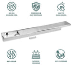 Plantex 304 Grade Stainless Steel Linear Shower Floor Drain with Tile Insert Grate/Bathroom Drain Cover/Drain Cover for Bathroom and Kitchen (10 x 60 cm - Matt)