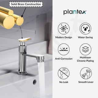 Plantex Pure Brass Pillar Tap for Wash Basin Tap/Water Tap with Water Saving Nozzle/Tap for Wash Basin-7 Year Warranty by Plantex (LEA-703-Mirror Chrome)
