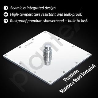 Plantex Stainless Steel Shower Head for Bathroom/8 x 8 inch Square Overhead Shower without Arm/Adjustable Bathroom Shower-(Sandwich-Chrome)