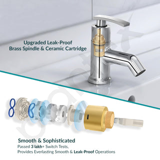 Plantex Pure Brass Pillar Tap for Wash Basin with Water Saving Aerator/Tabletop Basin Tap/7 Year Warranty (COL-1003-Mirror Chrome)