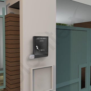 Plantex GI Steel Letter Box for Home Gate with News Paper Holder/Post Box/Suggestion Box for Office Use with Secure Lock and Keys/Complaint Box/Mail Box - (Black) Wall Mount