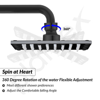 Plantex Stainless Steel Overhead Shower 6 x 6 inch with Water-Saving Technology/High pressure Rain Shower Head without Arm/Bathroom Shower -(Sandwich-PVD Black)