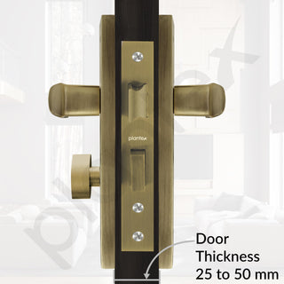 Plantex Heavy-Duty Door Lock Set - Main Door Lock Handle Set/Mortise Lock with 3 Keys, Brass Lock Body & Cylinder (8127 - Brass Antique & PVD Gold)