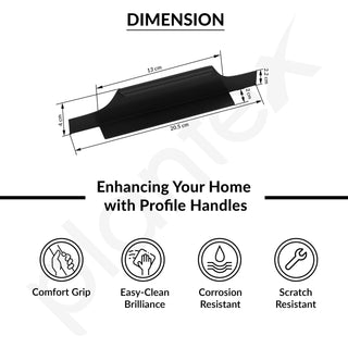 Plantex Profile Handle for Kitchen Cabinet/8 Inch Alluminium Drawer Profile Handle/Wardrobe Pull Handle for Home/Office/Hotel - Pack of 3 (Black)