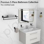 Plantex 304 Grade Stainless Steel Bathroom Accessories Set of 5 - Towel Stand/Napking Holder/Soap Holder/Toothbrush Holder/Robe Hanger - Darcy (Black)