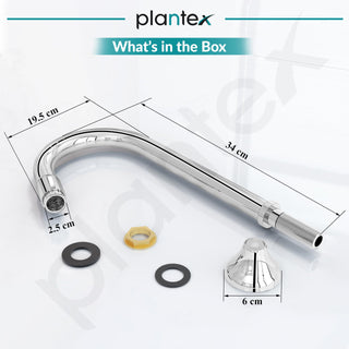 Plantex Pure Brass Mouth Flow Swan Neck Pillar Cock Water Tap with Teflon Tape/Tabletop Basin Tap with 7 Year Warranty (MAG-1204-Chrome)