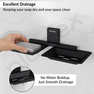Plantex 304 Grade Stainless Steel Double Soap Stand/Dual Soap Dish/Soap Case/Soap Storage/Wall Mounted Soap Holder/Bathroom Accessories - Crystal (Black)