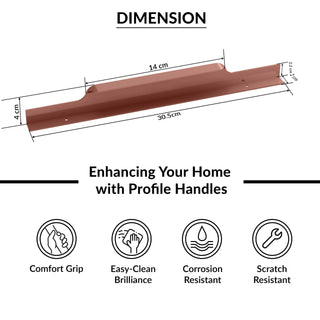 Plantex Profile Handle for Kitchen Cabinet/12 Inch Alluminium Drawer Profile Handle/Wardrobe Pull Handle for Home/Office/Hotel - Pack of 2 (Rose Gold)