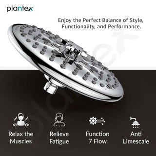 Plantex Abs Shower Head For Bathroom/8 Different Modes Shower Head/Overhead Shower Without Arm/Rain Shower Head For Bathroom - (Chrome)