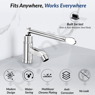 Plantex Lab Pillar Cock for Bathroom/Pillar Cock for Wash Basin with Teflon Tap - Pack of 1 (AC05, Chrome)