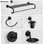 Plantex 304 Grade Stainless Steel Bathroom Accessories Set of 5 - Towel Stand/Napking Holder/Soap Holder/Toothbrush Holder/Robe Hanger - Daizy (Black)