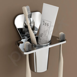 Plantex Pyramid Stainless Steel Tooth Brush Holder/Tumbler Holder/Bathroom Accessories (Chrome) - Pack of 1