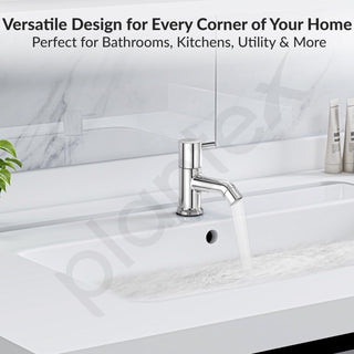 Plantex Pure Brass Pillar Cock Water Tap with Teflon Tape/Basin Tap with Water Saving Nozzle for Kitchen Tap-7 Year Warranty (ICO-903 Chrome)