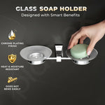 Plantex Dual Glass Soap Holder for Bathroom/Pure Brass Double Glass Soap Dish/soap Stand/Soap Bar/Soap Case/Bathroom Accessories - Pack of 1 (APS-DL-06, Chrome)