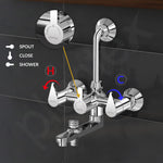 Plantex Pure Brass 3 In 1 Wall Mixer for Bathroom/Mixer L-Bend Provision for Overhead and Hand Shower/Bathroom Mixer 3 in 1 with shower -7 Year Warranty by Plantex (Chrome)