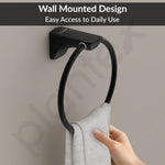 Plantex Space Aluminium Hand Napkin Hanger/Towel Ring/Napkin Holder/Towel Hanger/Bathroom Accessories (Black)