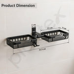 Plantex Double Soap Dish for Bathroom/Aluminium Dual Soap Holder with Hook/Soap Stand/Soap Case/Bathroom Accessories - Pack of 1 (Black)