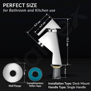 Plantex Brass Pillar Cock Tap for Wash Basin/Water Tap/Deck Mounted with German Aerator and Teflon Tape Mirror Chrome Finish 7-Year Warranty by Plantex (PRI-303)