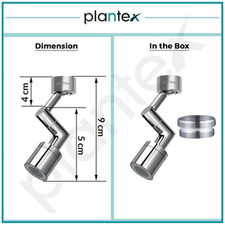 Plantex Tap Aerator for Kitchen/Tap Extender for Kitchen Sink/Tap Extension for Kitchen/Water Saving Movable Sink Faucet/Fits F22 and M24 mm tap (XL-2042/Chrome)
