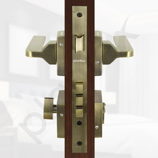 Plantex Heavy-Duty Door Lock/Main Door Locks for Home/Mortise Lock Set with 3 Years of Warranty (605-Brass Antique)
