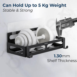 Plantex Shelf for Bathroom/Self-Adhesive Bathroom Organizer/Wall Mount/Shelf for Kitchen - Pack of 3 (Black)