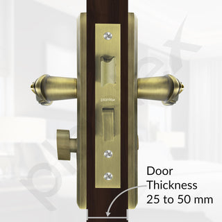 Plantex Heavy-Duty Door Lock Set - Main Door Lock Plate Handle Set/6-Lever Mechanism Mortise Locks with 3 Keys/Brass Locks Body & Cylinder (PTP-09 -Brass Antique & Gold)