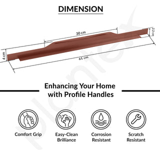 Plantex Profile Handle for Kitchen Cabinet/24 Inch Alluminium Drawer Profile Handle/Wardrobe Pull Handle for Home/Office/Hotel - Pack of 2 (Rose Gold)