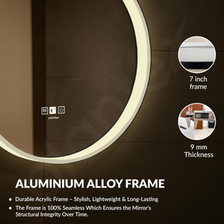 Plantex Aluminium Frame LED Mirror for Wall/Wall Mount Mirror for Bedroom/Dressing Room/Living Room/Entryway - (24 Inch-Black)