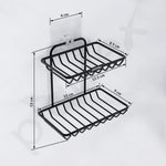 Plantex Self Adhesive Soap Holder for Bathroom/GI Steel Soap Case/2 Layer Soap Storage/Bathroom Accessories - Pack of 2 (Black)