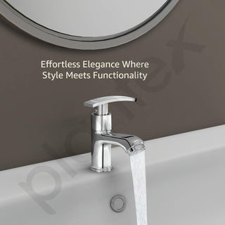 Plantex Pillar Tap for Bathroom with Water Saving Aerator and Brass Spindle/Wash Basin Tap with Teflon Tape/Single Lever Water Tap-(Samar-Chrome)