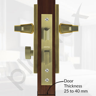 Plantex Heavy-Duty Door Lock Set - Main Door Lock Handle Set/Mortise Lock with 3 Keys, Brass Lock Body & Cylinder (8126 - Brass Antique & PVD Gold)