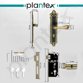 Plantex Premium Main Door Lock - 6-Lever Mechanism, 3-Year Warranty, Mortise Lock Set for Home (Finish)