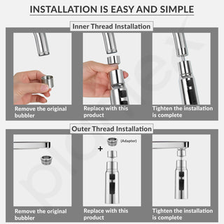 Plantex Tap Extension for Kitchen Sink/360° Swivel Kitchen Sink Faucet Aerator/Upto 70% Water Saving/3 Anti-Splash Modes Sprayer/Fits F22 and M24 mm Tap (XL-2047 Chrome)