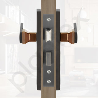 Plantex Heavy-Duty Door Lock Set - Main Door Locks Handle Set/ 6-Lever Mechanism with 3 Years of Warranty/Mortise Locks with 3 Keys, Brass Lock Body & Cylinder(8116 - Satin Black & PVD Choco)