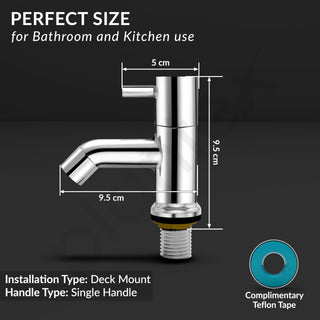 Plantex Pure Brass Pillar Cock Water Tap with Teflon Tape/Basin Tap with Water Saving Nozzle for Kitchen Tap-7 Year Warranty (ICO-903 Chrome)