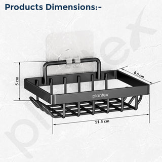Plantex GI Steel Soap Dish for Bathroom/Self Adhesive Soap Holder for Kitchen/Soap Stand/Case/Bathroom Accessories - Pack of 2 (Black)