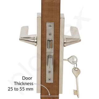 Plantex Heavy-Duty Door Lock Set - Main Door Lock Handle Set/ 6-Lever Lock Mechanism with 3 Years of Warranty/Mortise Lock with 3 Keys, Brass Lockbody (Matt)