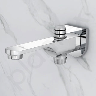Plantex Pure Brass Spout for Bathroom with Brass Wall Flange and Teflon Tape/Button Attachment for Hand Shower-(ORN-222-Chrome)