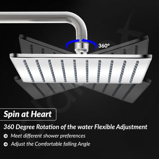 Plantex Stainless Steel Shower Head for Bathroom/8 x 8 inche Square Overhead Shower without Arm/Adjustable Bathroom Shower-(Elegance-Chrome)