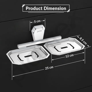 Plantex Double Soap Dish for Bathroom/304 Grade Stainless Steel Dual Soap Holder/Soap Case/Soap Stand/Bathroom Accessories - Pack of 1 (PM-2408, Chrome)