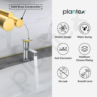 Plantex Pure Brass Pillar Tap for wash Basin with Water Saving Aerator/Wash Basin Tap/Taps for Basin- 7 Year Warranty by Plantex-(FLO-803-Chrome)