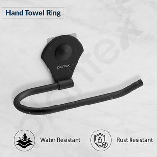 Plantex Royal Self Adhesive Stainless Steel Napkin Ring/Towel Ring/Napkin Holder/Bathroom Accessories (Black, Powder Coated)
