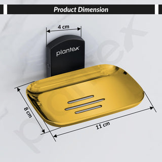 Plantex 304 Grade Stainless Steel Soap Holder for Bathroom/Soap Dish for Washbasin/Soap Stand for Bathroom Wall/Bathroom Accessories - Parv (Gold & Black)