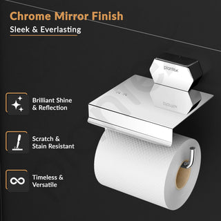 Plantex Toilet Paper Holder for Bathroom/304 Grade Stainless Steel Tissue Paper Roll Holder/Bathroom Accessories - Pack of 1 (Delta - 2809, Chrome)