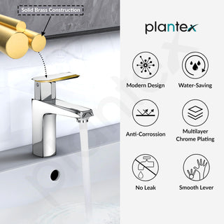 Plantex Pillar Tap for Wash Basin with Teflon Tape/Tap for Wash Basin/Water Tap-Chrome (Celesiya-1243)