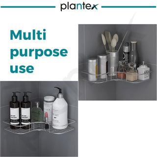 Plantex Stainless Steel Bathroom Corner Shelf/Self Adhesive Bathroom Shelf for Wall/Bathroom Organiser Without Drill - Pack of 2 (Chrome)