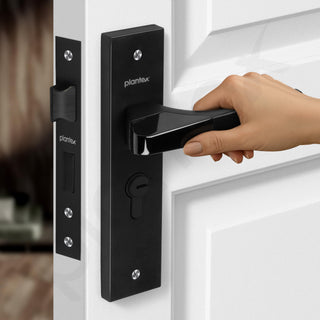 Plantex Heavy-Duty Door Lock Set - Main Door Lock Handle Set/Mortise Lock with 3 Keys, Brass Lock Body & Cylinder (8114 - Z Black & DC Black)