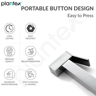 Plantex Pure Brass Square Shape Health Faucet/Jet Spray for Toilet/Health Faucet Gun Only/Faucet for Toilet/Hand Shower for Toilet-Chrome Finish